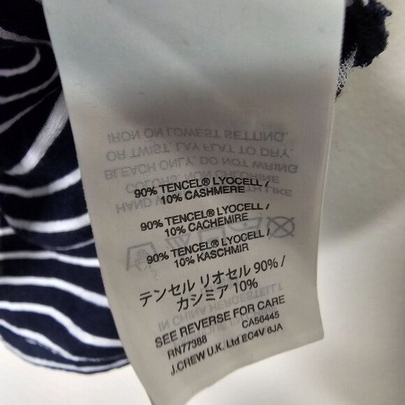 J Crew XXS White Blue Striped Turtleneck Cashmere Lightweight Nautical Fisherman - Picture 6 of 9
